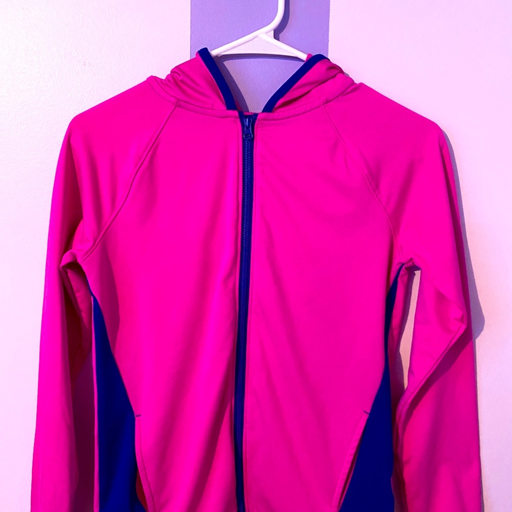 Hot pink long sleeve zip up.